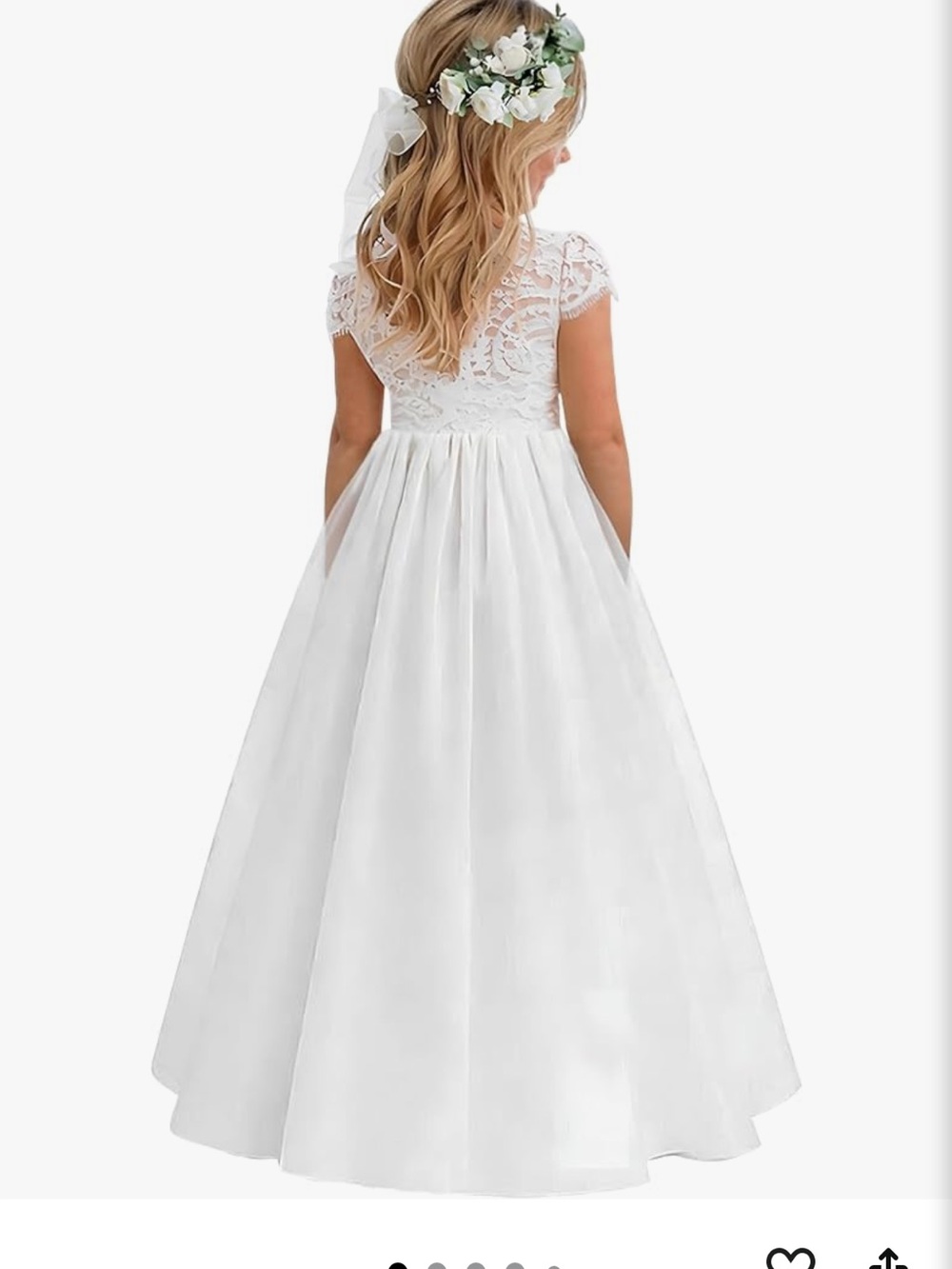 White Lace Bodice Flower Girl Dress